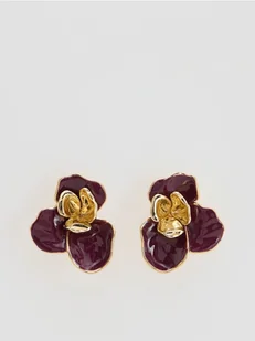 Reserved - Kolczyki z kwiatowym motywem - ciemnofioletowy - Moda i Uroda OUTLET - miniaturka - grafika 1