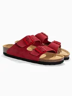 Klapki i japonki damskie - Sunbay Skórzane klapki "Trefle" w kolorze czerwonym - miniaturka - grafika 1