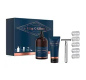 Zestawy kosmetyków męskich - GILLETTE KING C GILLETTE ZESTAW MASZYNKA DOUBLE EDGE + ŻEL DO MYCIA TWARZY I GOLENIA + 5 OSTRZY - miniaturka - grafika 1