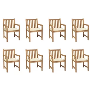 vidaXL Lumarko Krzesła ogrodowe 8 szt., z kremowymi poduszkami, drewno tekowe! 3073060 - Fotele i krzesła ogrodowe - miniaturka - grafika 1