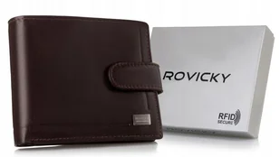 Skórzany portfel męski z systemem RFID zamykany na zatrzask - Rovicky - Portfele - miniaturka - grafika 1