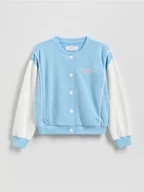 Bluzy dla dziewczynek - Reserved - Bluza bomberka z haftem - niebieski - miniaturka - grafika 1