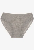 Majtki damskie - Szare Bawełniane Majtki Figi z Gumką w Pasie i Koronką Obetta - miniaturka - grafika 1
