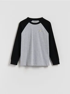 Reserved - Bawełniany longsleeve - czarny - Bluzki dla chłopców - miniaturka - grafika 1