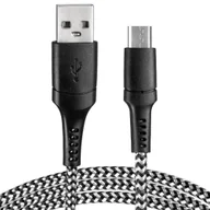 Kable USB - Kabel USB - micro USB oplot czarno-biały 1m VA0150 Vayox - miniaturka - grafika 1