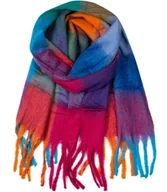 Apaszki i szaliki damskie - Ciepły szal szalik krata kratka puchata dzianina - miniaturka - grafika 1