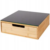 Meble modułowe i akcesoria - ORGANIZER BAMBUSOWY ZE SZKLANYM BLATEM MINI BAR - miniaturka - grafika 1