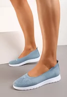 Trampki damskie - Niebieskie Płaskie Tenisówki Zdobione Cyrkoniami Lomadia - miniaturka - grafika 1