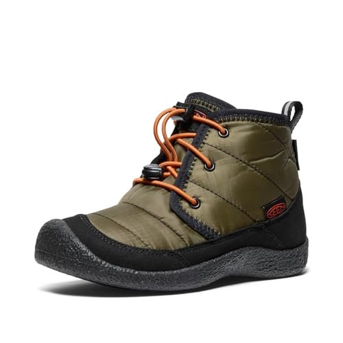 KEEN Unisex dziecięce buty Howser 2 Chukka wodoodporne buty, Ciemny oliwkowy złoty płomień, 35 EU