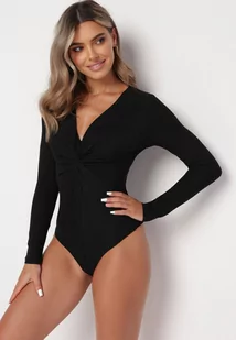 Czarne Brokatowe Body z Głębokim Dekoltem Tialeta - Body - miniaturka - grafika 1