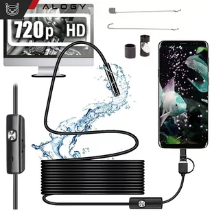 Kamera inspekcyjna endoskopowa micro USB + USB-C + USB Full HD 5m 8mm Endoskop Alogy Hard Wire - Pozostałe akcesoria do telefonów - miniaturka - grafika 2