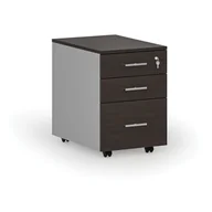 Szafki biurowe - Kontenerek biurowy mobilny na teczki zawieszkowe PRIMO GRAY, 3 szuflady, szary/wenge - miniaturka - grafika 1