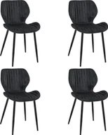 Krzesła - Fabryka Mebli Akord 4x Welurowe krzesło tapicerowane pikowane glamour SJ.17 Czarne - miniaturka - grafika 1