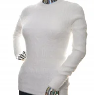 Swetry damskie - Miękki damski sweter alpaka touch UNI biały - miniaturka - grafika 1