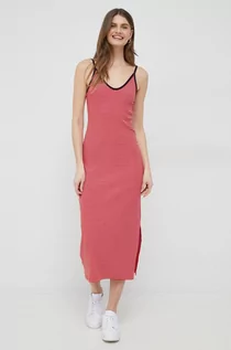 Sukienki - Tommy Hilfiger sukienka kolor czerwony midi prosta - grafika 1