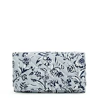 Portfele - Vera Bradley Damski bawełniany potrójnie składany portfel z ochroną RFID, Byliny szare - bawełna z recyklingu - miniaturka - grafika 1
