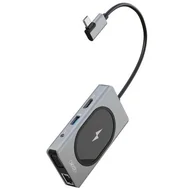Adaptery i przejściówki - XO adapter HUB HUB007 9w1 z ładowarką indukcyjną szary - miniaturka - grafika 1