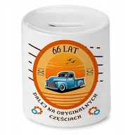 Skarbonki - Skarbonka na Urodziny 66 66te 66-te na Prezent z Nadrukiem ze Zdjęciem + Opakowanie na prezent (wzór 02) - miniaturka - grafika 1