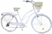 Rowery - Dallas Bike Rower Dallas Cruiser 28" 7spd Lady Alu - biały z koszem i wyściółką - miniaturka - grafika 1