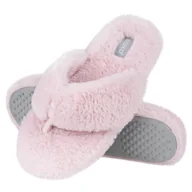 Kapcie damskie - Kapcie Damskie Soxo Futrzane Z Twardą Podeszwą Tpr Japonki Różowe - 37–38 - miniaturka - grafika 1