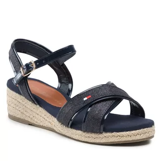 Espadryle damskie - Tommy Hilfiger Espadryle Rope Wedge Sandal T3A7-32186-1380 M Blue 800 - grafika 1