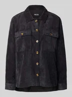 Bluzki damskie - Bluzka koszulowa o luźnym kroju z imitacji sztruksu model ‘EFFI’ - miniaturka - grafika 1