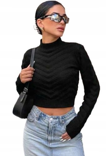 SWETER DAMSKI CZARNY Z DŁUGIM RĘKAWEM CASUAL M ŁSL