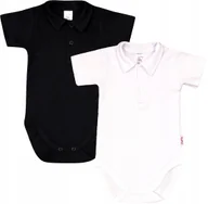 Body dla niemowląt - Body KR KOŁNIERZYK Polo 2PAK Biały +Cz r 74 KLEKLE - miniaturka - grafika 1