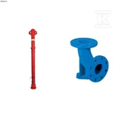 Sprzęt przeciwpożarowy - Hydrant nadziemny DN80 H2150, PN16, GJS, łamany, podwójne zamknięcie, kolumna stalowa + kolano stopowe N DN80 GJS_ZESTAW - miniaturka - grafika 1