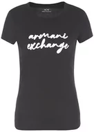 Koszulki i topy damskie - Armani Exchange Pima Cotton Signature Logo Tee T-Shirt damski, czarny, L - miniaturka - grafika 1