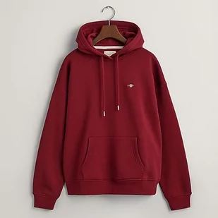 GANT Damska bluza z kapturem Rel Shield, Plumped Red, S - Bluzy damskie - miniaturka - grafika 1