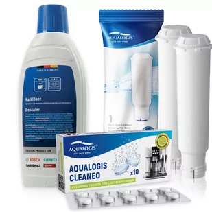 Zestaw Bosch, Filtr Aqualogis AL-TES46 2szt,  Aqualogis Cleaneo 10szt, Odkamieniacz Bosch 311968 500ml - Akcesoria i części do ekspresów do kawy - miniaturka - grafika 1