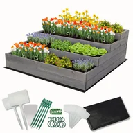 Szklarnie ogrodowe - Skrzynie na warzywa warzywniak donica IMPREGNOWANY 120x120 ZESTAW EKO / Wamar-Sosenka - miniaturka - grafika 1