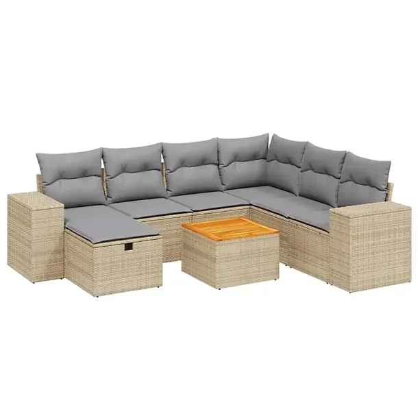 Modułowy zestaw mebli ogrodowych z rattanem PE, beżowy, 62 x 62 x 69 cm