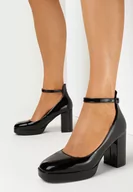 Czółenka - Czarne Lakierowane Czółenka na Słupku Kaillie - miniaturka - grafika 1