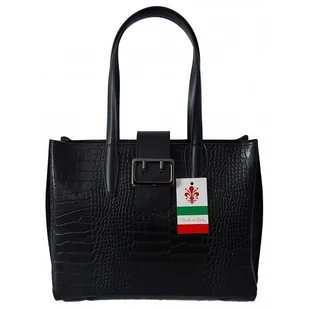 Duża włoska torba ,kuferek A4 skóra motyw krokodyla Vera Pelle , Czarna VP645N - Torebki damskie Duża włoska torba ,kuferek A4 skóra motyw krokodyla Vera Pelle , Czarna VP645N - Torebki damskie - miniaturka - grafika 1