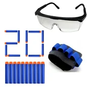 Zabawki militarne - OKULARY OCHRONNE DO NERF + MAGAZYNEK + 20 STRZAŁKI - miniaturka - grafika 1