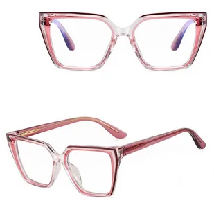 Damskie kocie okulary zerówki do komputera BLUE LIGHT na teleskopach 25152D Malina - Okulary korekcyjne, oprawki, szkła - miniaturka - grafika 1