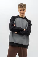 Bluzy męskie - Bluza raglan basic ciepła ,,VOLKAN czarna/w paski czarno -białe - miniaturka - grafika 1