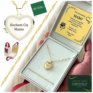 Prezent Dla Kobiety Na 30 40 50 60 Urodziny Złoty Łańcuszek Z Serduszkiem - Łańcuszki - miniaturka - grafika 1