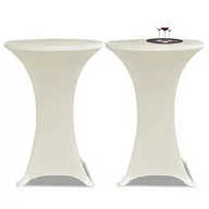 Obrusy i serwetki - vidaXL Obrus na stół barowy  80 cm kremowy rozciągany 2 szt - miniaturka - grafika 1
