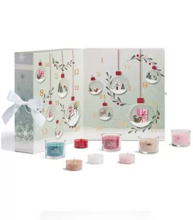 Yankee Candle Snow Globe Wonderland Advent Calendar zestaw Świeczka pod herbatę 12 x 9,8 g + Świeczka 12 x 37 g + Stojak na świeczkę pod herbatę U - Świece - miniaturka - grafika 1