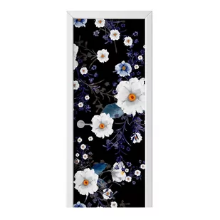 Naklejka na drzwi HOMEPRINT Akwarelowe białe kwiaty 95x205 cm - Naklejki na ścianę - miniaturka - grafika 1