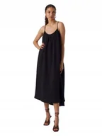 Sukienki - VERO MODA CZARNA SUKIENKA NA RAMIĄCZKACH PROSTA BAWEŁNIANA M J2A - miniaturka - grafika 1