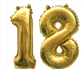 Balony i akcesoria - BALONY NA 18 URODZINY ZŁOTE - DUŻE 100 CM CYFRY - miniaturka - grafika 1