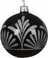 Bombki - Bombka choinkowa szklana 8cm Czarna ze srebrnym wzorem - miniaturka - grafika 1