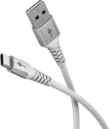 Kabel USB Goobay Super miękki kabel tekstylny USB-C™ z metalowymi złączami, 1 m, biały - Długość kabla 1 m
