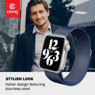 Crong Milano Steel – Pasek ze stali nierdzewnej do Apple Watch 38/40/41 mm (granatowy) - Akcesoria do smartwatchy - miniaturka - grafika 6