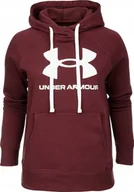 Bluzy damskie - Under Armour Bluza damska Under Armour Rival Fleece Logo Hoodie bordowa 1356318 690 L - miniaturka - grafika 1