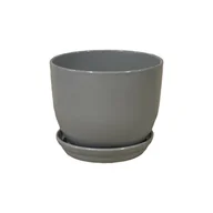 Donice - Doniczka Classic z podstawką 13,5 cm ceramiczna szara - miniaturka - grafika 1